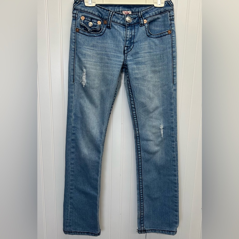 True‎ Religion Billy Straight Leg Jean Distressed Sz 26 - Picture 2 of 10